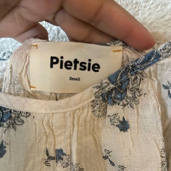 Pietsie Slip Floral Gauze Mini Boho Peasants Dress Size S Costal Beach - Picture 5 of 7